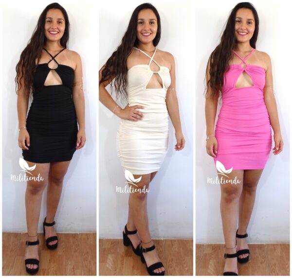 Vestido fruncido escote cruzado