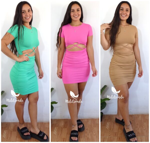 Vestido Tirantes cruzados cintura