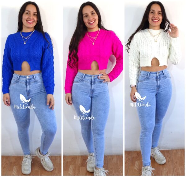 Sweater crop top trenzado