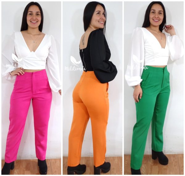 Pants tiro alto pinzas